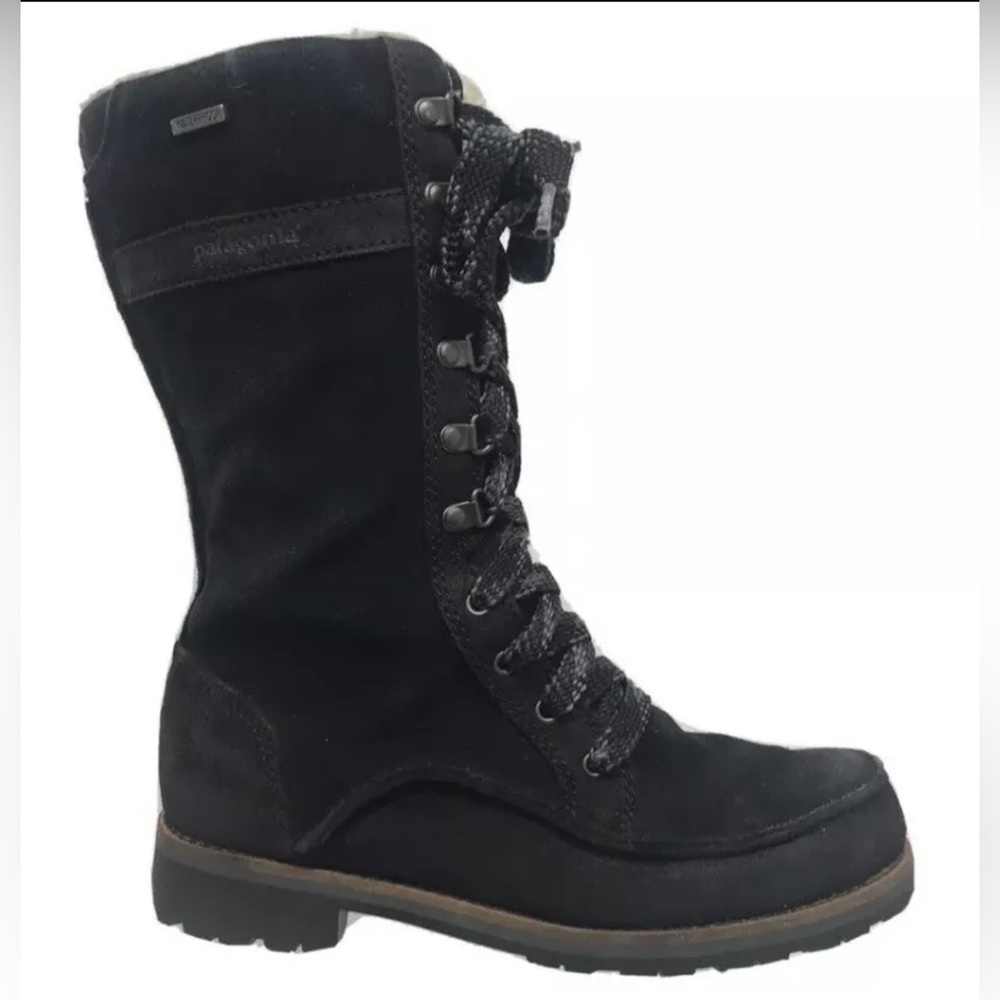 Black Waterproof Patagonia Tin Shed Snow Boots with Vibram Soles, Sz 8